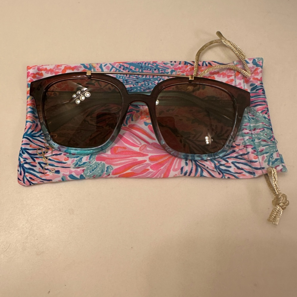 Stylish Brown Sunglasses with Floral Case